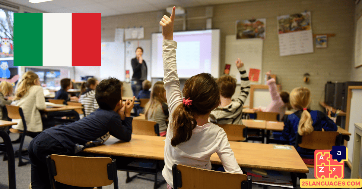 Apprendre l'italien - phrases à l'école